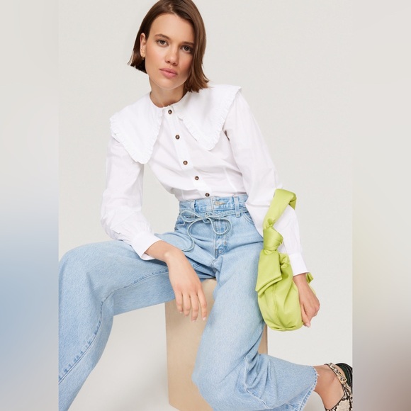 GANNI Vintage Inspired Collared Poplin Top - Picture 3 of 8